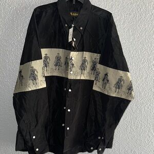 Roper Black and Cream Lightweight Shirt Jacket with Bold Pattern